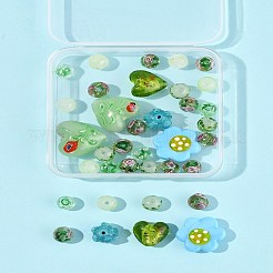 38 шт. 9 стиля стеклянных бусин ручной работы из серебряной фольги FOIL-FS0001-38