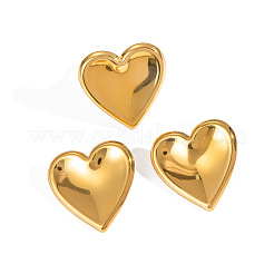 Комплект из сережек-гвоздиков и колец в форме сердца из нержавеющей стали WE6095-3