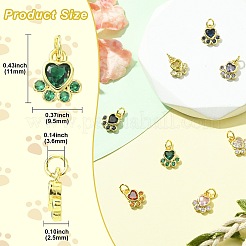 8 шт. 8-цветная латунная подвеска с кубическими цирконами в виде отпечатка лапы&nbsp;KK-CJ0003-87