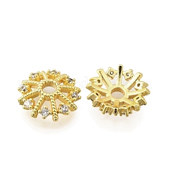 Колпачки для бусин из цветочной латуни с микропаве из кубического циркония KK-K300-04C-G