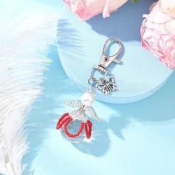 Подвеска в виде цветочного ангела из стеклянного жемчуга и стеклянных семян HJEW-MZ00239