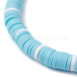 Плоские круглые браслеты ручной работы из полимерной глины heishi с бусинами&nbsp;BJEW-JB11715-01