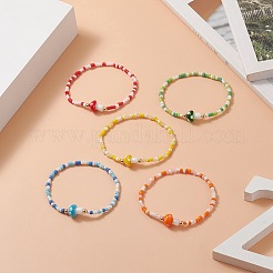 Женские стрейчевые браслеты с грибовидным лэмпворком&nbsp;BJEW-JB09272