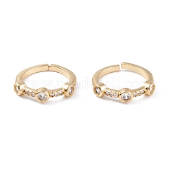 Латунные микро проложить манжеты кольца кубического циркония RJEW-M138-12G