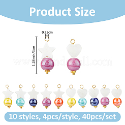 40 шт. 10 стиля круглых фарфоровых и натуральных пресноводных ракушек в форме звезды и сердца PALLOY-FH00139