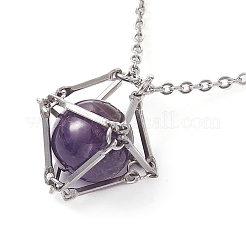 Устойчивый к потускнению 201 нержавеющая сталь макраме мешочек пустой держатель камней для изготовления подвесок ожерелий NJEW-JN04449