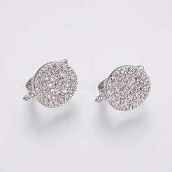 Серьги-кольца из латуни с микропаве из кубического циркония с застежкой сзади&nbsp;LS-ZIRC-K075-24P