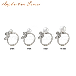 Закрепки для колец-манжет с цветочным узором из латуни с микропаве из кубических цирконий&nbsp;KK-K297-23P