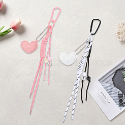 2 шт. 2-х цветные подвесные украшения из искусственной кожи и полиэфирной веревки в форме сердца&nbsp;HJEW-GF0001-62