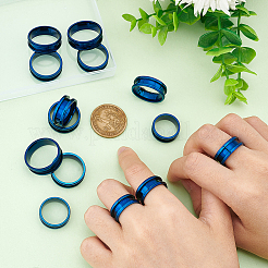 14 шт. набор из 7 колец унисекс из нержавеющей стали с рифлением&nbsp;RJEW-UN0002-65BL