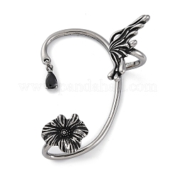 Серьги-манжеты из хирургической нержавеющей стали 316 с черным кубическим цирконием EJEW-E300-27AS-01