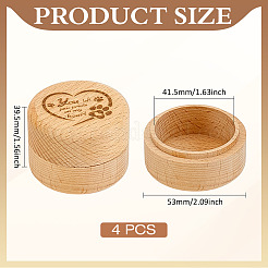 Гравированные деревянные коробки для хранения меха домашних животных&nbsp;CON-WH0085-157