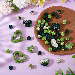 58шт набор бусин из полимерной глины ручной работы со стразами&nbsp;CLAY-BT0001-06