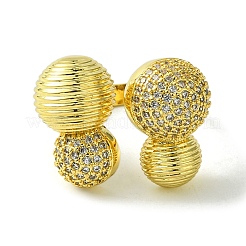 Открытые манжеты из латуни с микропаве кубический цирконий RJEW-K256-43G