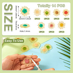 14шт 7 цвета подвески из полупрозрачной смолы&nbsp;RESI-TA0003-40