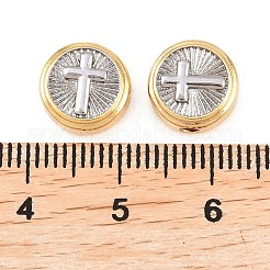 Двухцветные латунные бусины&nbsp;KK-C162-088B-GP