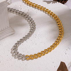 Минималистичные кубинские звенья цепи толщиной 8 мм для женщин из нержавеющей стали 304 двухцветного цвета&nbsp;GU4160