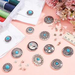 22 шт. 11 стиля плоские круглые заклепки из сплава с эмалью для монет FIND-NB0005-76