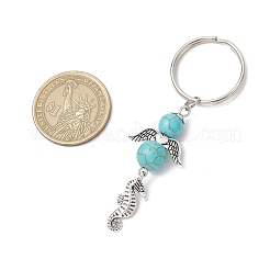 Брелки в виде ангела из синтетического бирюзового сплава в тибетском стиле&nbsp;KEYC-JKC01216