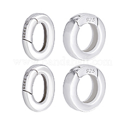 4 шт. 2 стиля 925 кольца с пружинным затвором из стерлингового серебра&nbsp;STER-PH0004-32S