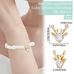 10 шт. Рождественские латунные подвески с микропаве из кубического циркония KK-BBC0005-31