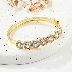 Женские браслеты на шарнирах из латуни с микропаве и прозрачным фианитом BJEW-K274-01G