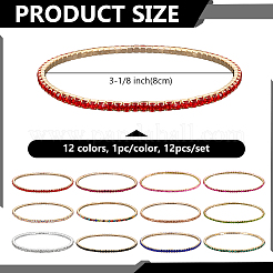 12 шт. 12-цветные браслеты-цепочки из сплава со стразами для женщин&nbsp;BJEW-HY0001-09