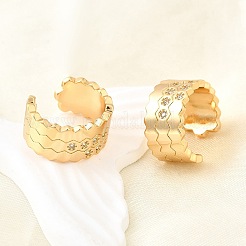 Латунные серьги-манжеты из прозрачного кубического циркония&nbsp;EJEW-F370-32G