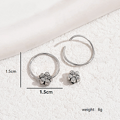 Классические латунные серьги-кольца с цветком MM0434