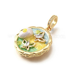 Латунные подвески с микропаве из кубического циркония и эмали KK-R222-15G-01