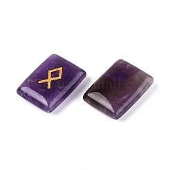 25 шт. прямоугольных рунических камней из натурального аметиста с гравировкой алфавита Старшего Футарка G-T142-33