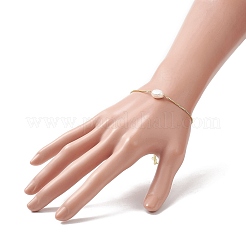 Овальный браслет-слайдер с натуральным жемчугом X-BJEW-JB09315-02