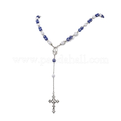 Четки из акрила и пластика CCB с подвеской в виде креста из сплава.&nbsp;NJEW-JN05856-02