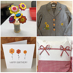 90 шт. 6 стиля деревянных пуговиц-цветочков с 2 отверстиями&nbsp;BUTT-TA0001-39