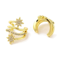 Женские серьги-манжеты из латуни с микропаве и прозрачным цирконием EJEW-I305-35G