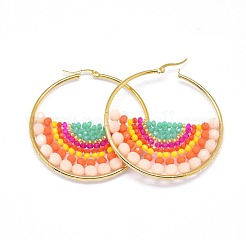 Серьги-кольца из нержавеющей стали 304 EJEW-O090-C03