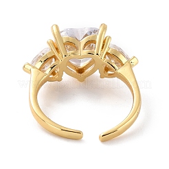 Кольцо-манжета со сверкающим сердцем из кубического циркония на день святого валентина&nbsp;RJEW-C017-06G-01-RS