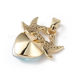 Настоящие 18-каратные позолоченные подвески из латуни с микропаве из кубического циркония&nbsp;KK-C015-03G-16