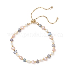 Браслеты-слайдеры из натурального культивированного пресноводного жемчуга и бисера для женщин&nbsp;BJEW-JB13178