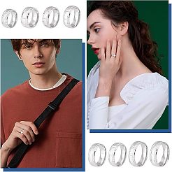 8 шт. 8 размер 201 нержавеющая сталь рифленое кольцо для мужчин и женщин RJEW-DC0001-11