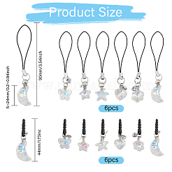 12 шт. пластиковые мобильные пылезащитные заглушки и мобильные ремешки&nbsp;PALLOY-GL00012