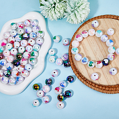 112 шт. 8-цветные радужные переливающиеся акриловые бусины с УФ-покрытием OACR-DC0001-21