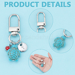 26 шт. подвеска в виде морской черепахи из искусственной бирюзы и нержавеющей стали 201 со стразами&nbsp;HJEW-NB00252