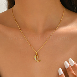 Женские ожерелья с подвесками в виде луны и звезд из латуни с прозрачными кубическими цирконами HB1903