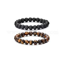 4 шт. эластичные браслеты из натуральной лавы QY3099