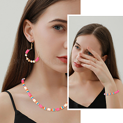 10 нить плоских круглых бусин из полимерной глины ручной работы&nbsp;CLAY-PH0001-44V