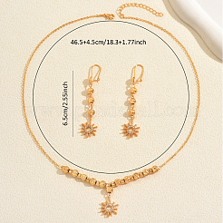 Комплекты серег и ожерелий из винтажной латуни с микропаве из прозрачных кубических цирконий для женщин&nbsp;PM5881