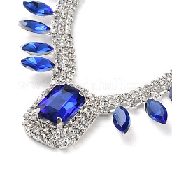 Ожерелья из сплава со стразами и прямоугольные подвески и комплекты серег-гвоздиков в форме конского глаза для женщин SJEW-U001-01P-04