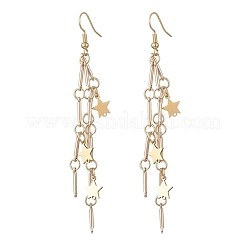 Латунная цепочка с звеньями и серьгами в форме звезды&nbsp;EJEW-JE06458-01