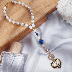 Подвесные украшения из эмали в форме сердца со сглазом HJEW-DR00016